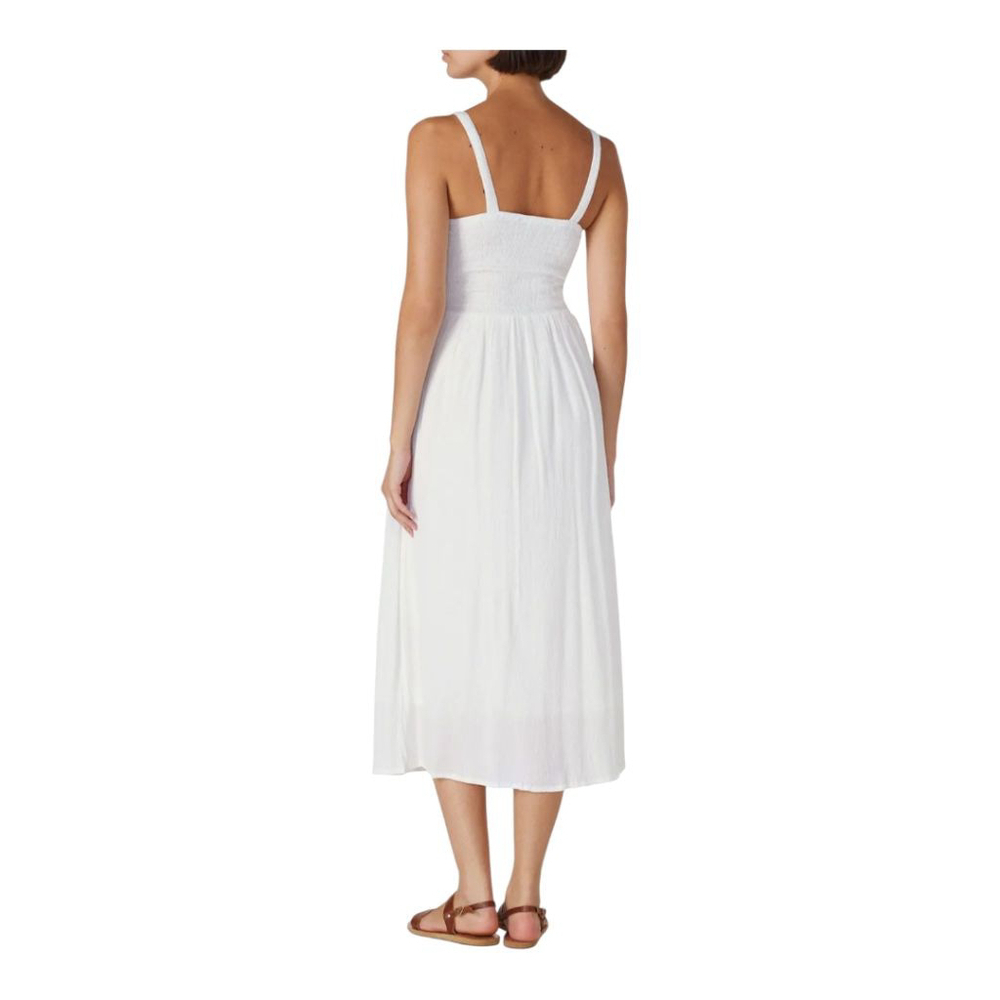 Louna 3 Button Midi Dress In White - Picture 4 of 7